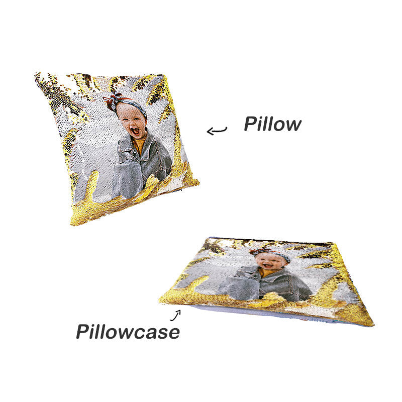 Custom Photo Reversible Sequin Throw Pillow