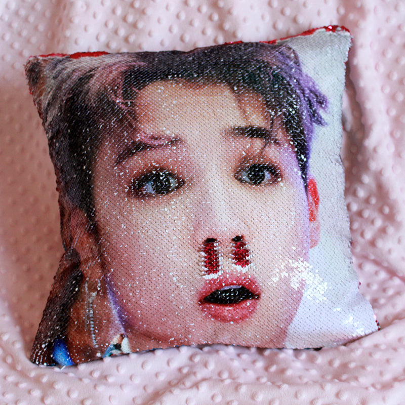 Custom Photo Reversible Sequin Throw Pillow