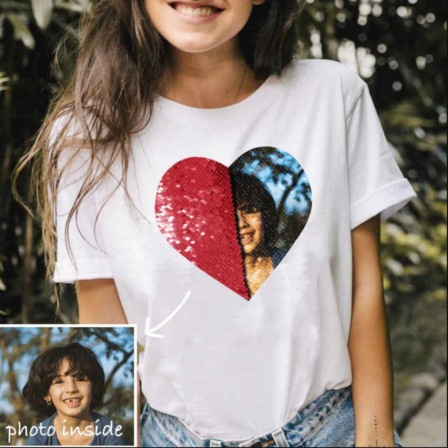 Custom Flip Sequin Shirt  (Heart)