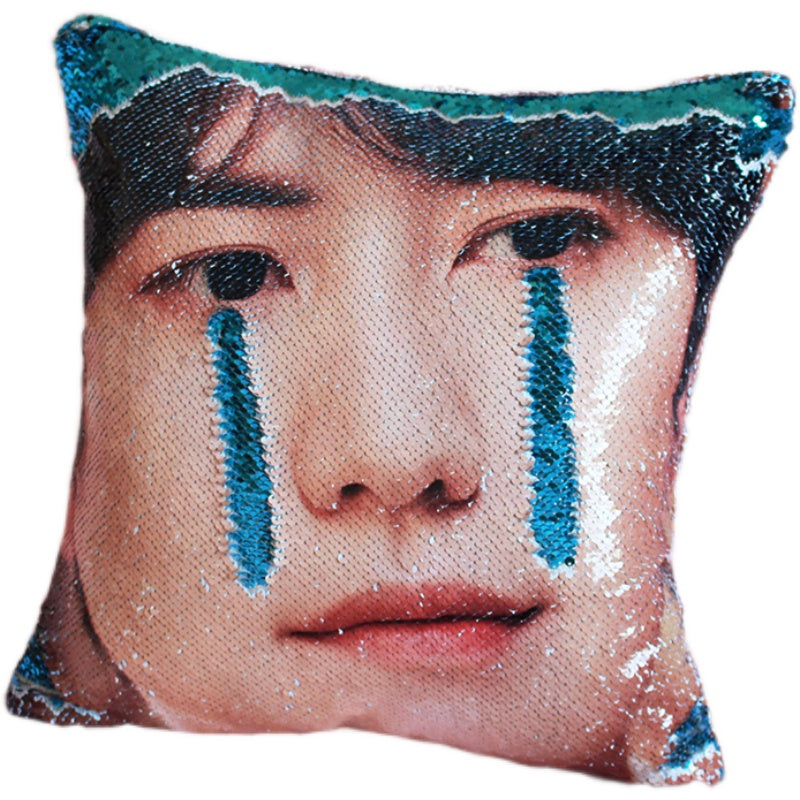 Custom Photo Reversible Sequin Throw Pillow