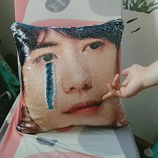 Custom Photo Reversible Sequin Throw Pillow