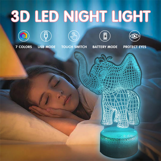 Cute Baby Elephant Night Light with Smart Touch 7 Colors
