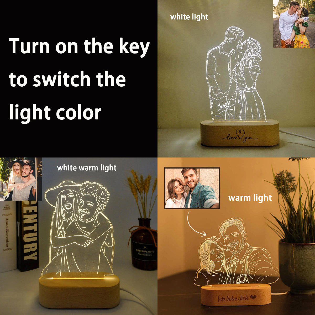 Custom 3D Photo Lamp Minimalist Line Art Night Light