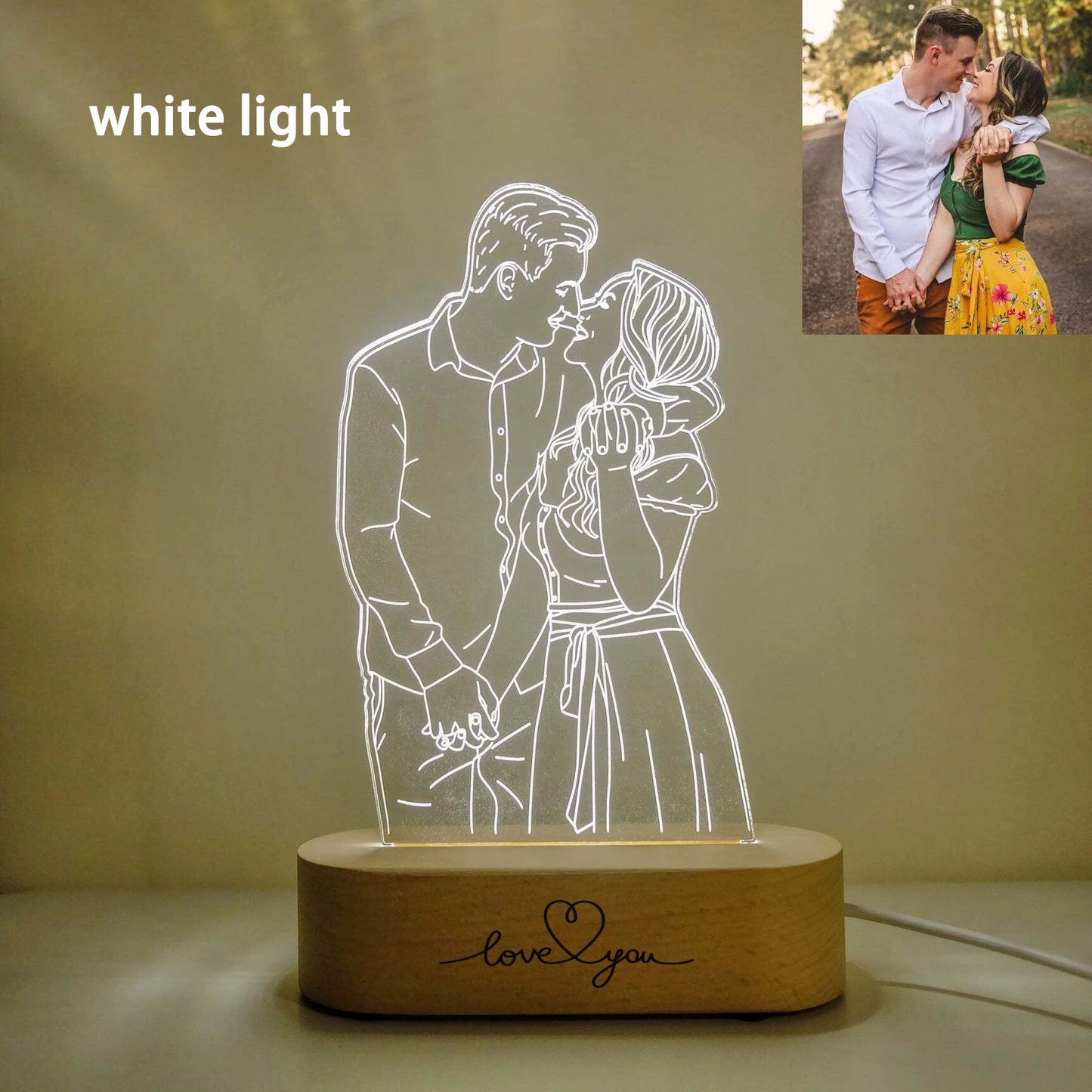 Custom 3D Photo Lamp Minimalist Line Art Night Light