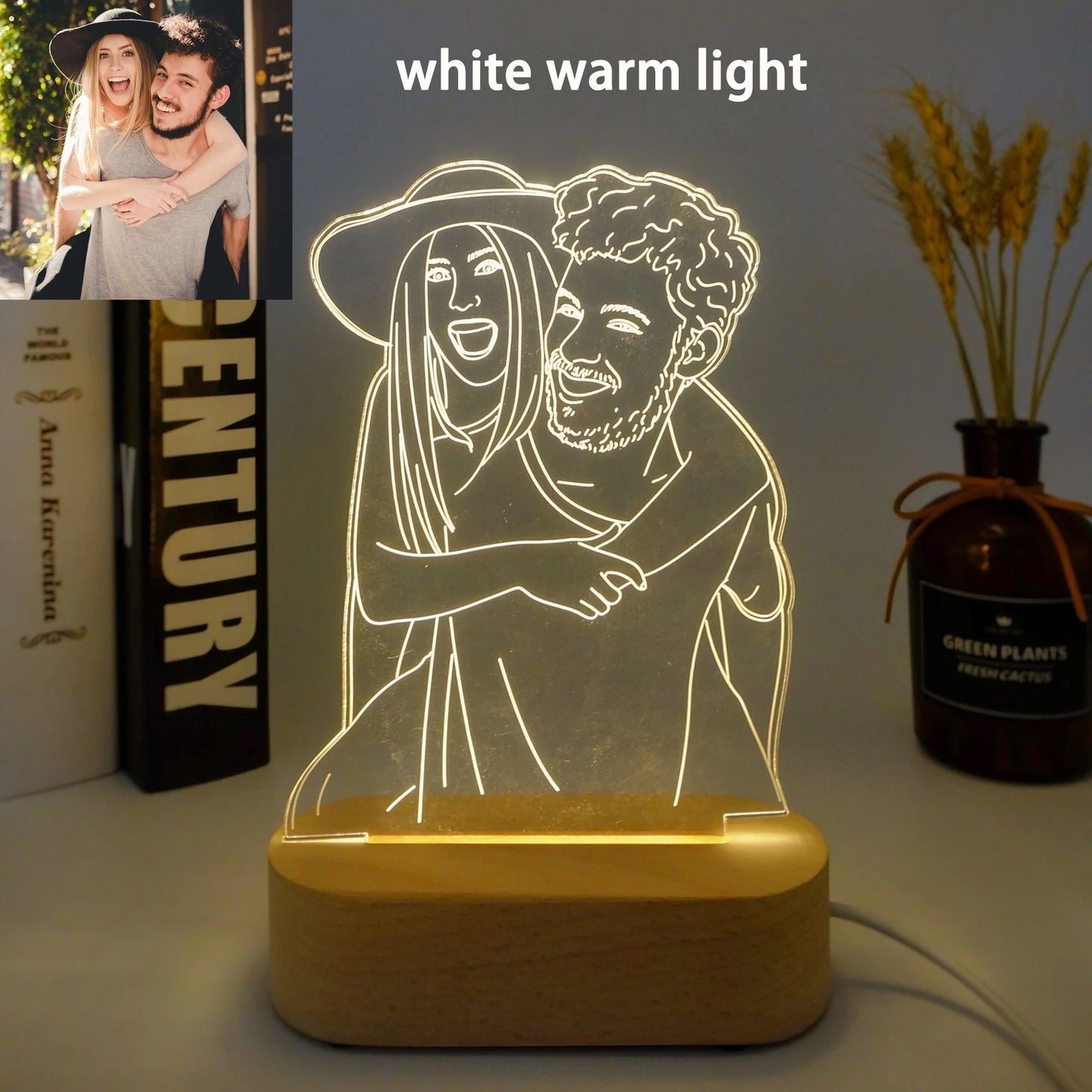 Custom 3D Photo Lamp Minimalist Line Art Night Light