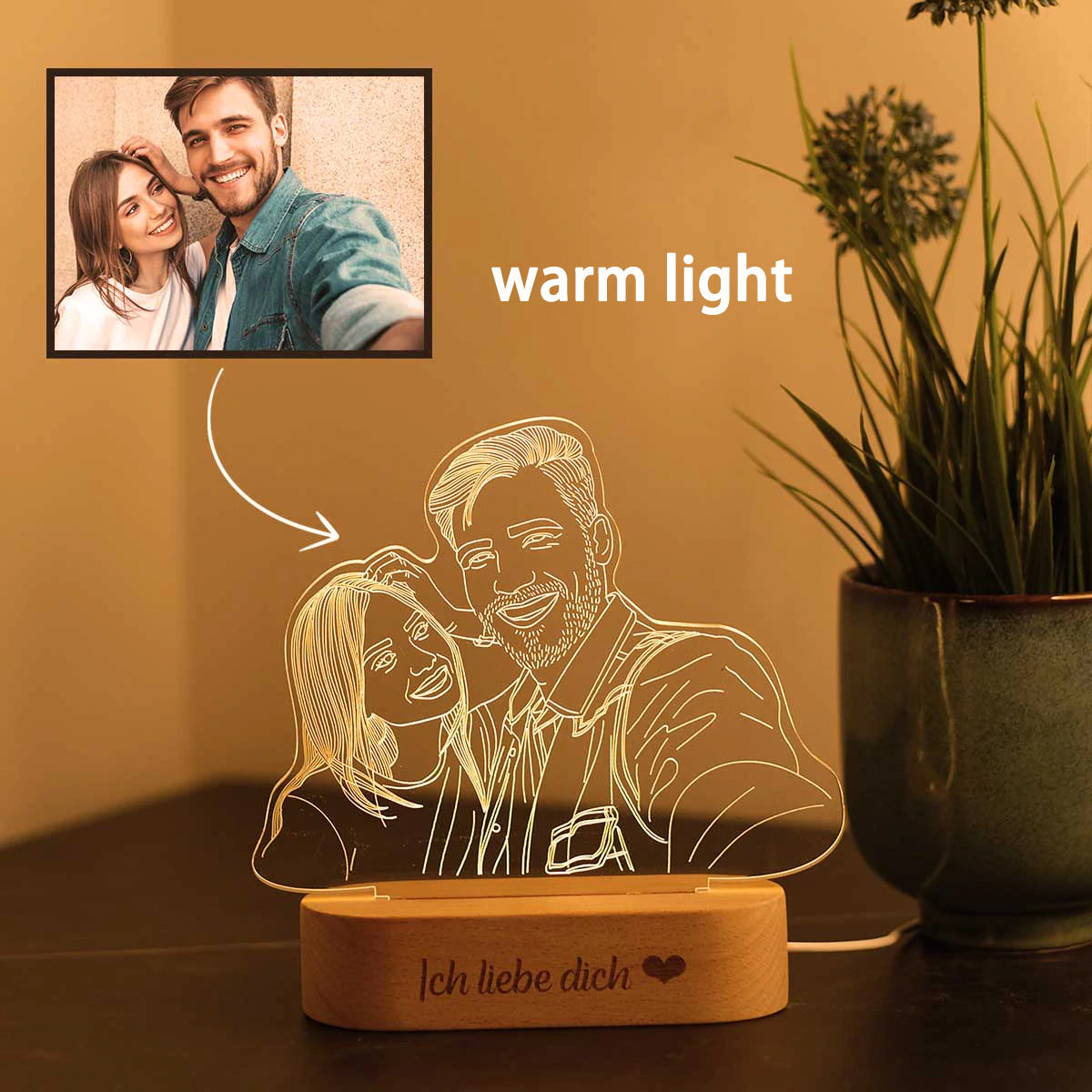 Custom 3D Photo Lamp Minimalist Line Art Night Light