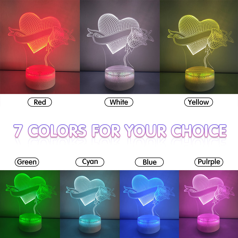 Love Rose Night Light with Smart Touch 7 Colors