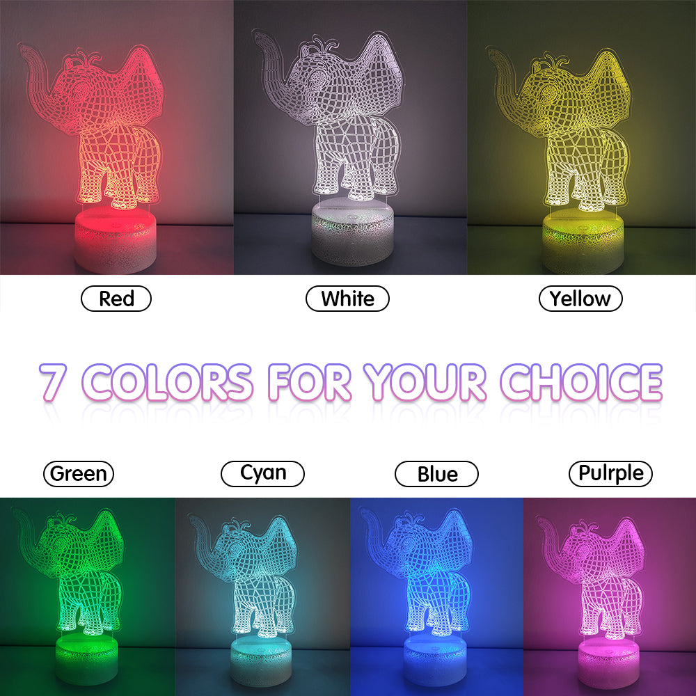 Cute Baby Elephant Night Light with Smart Touch 7 Colors