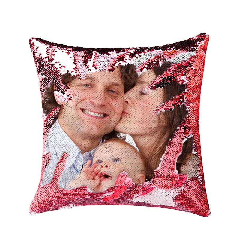 Custom Photo Reversible Sequin Throw Pillow