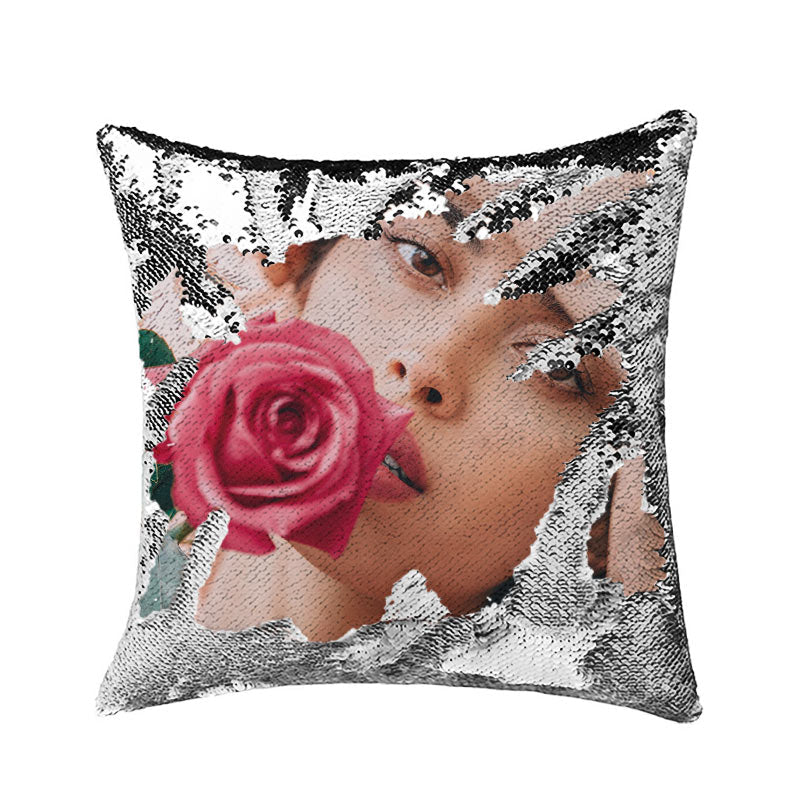 Custom Photo Reversible Sequin Throw Pillow