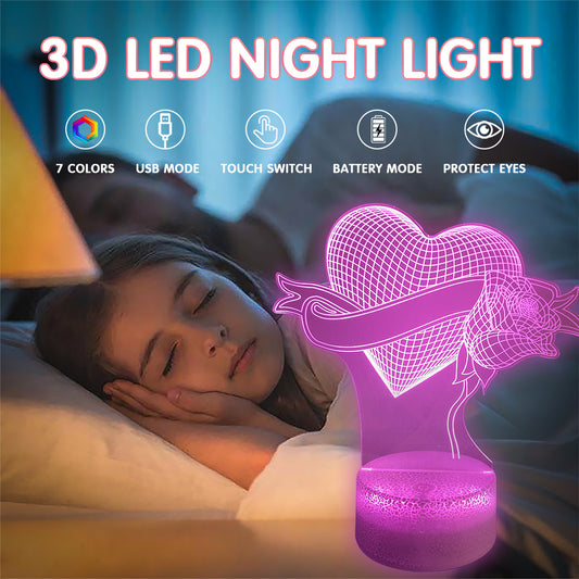 Love Rose Night Light with Smart Touch 7 Colors