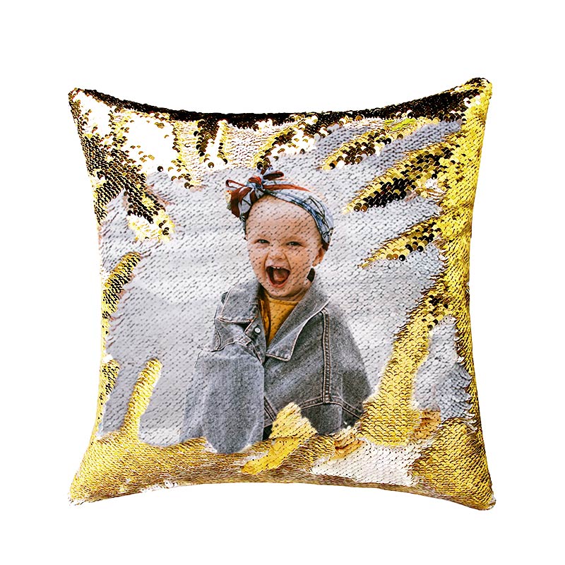 Custom Photo Reversible Sequin Throw Pillow