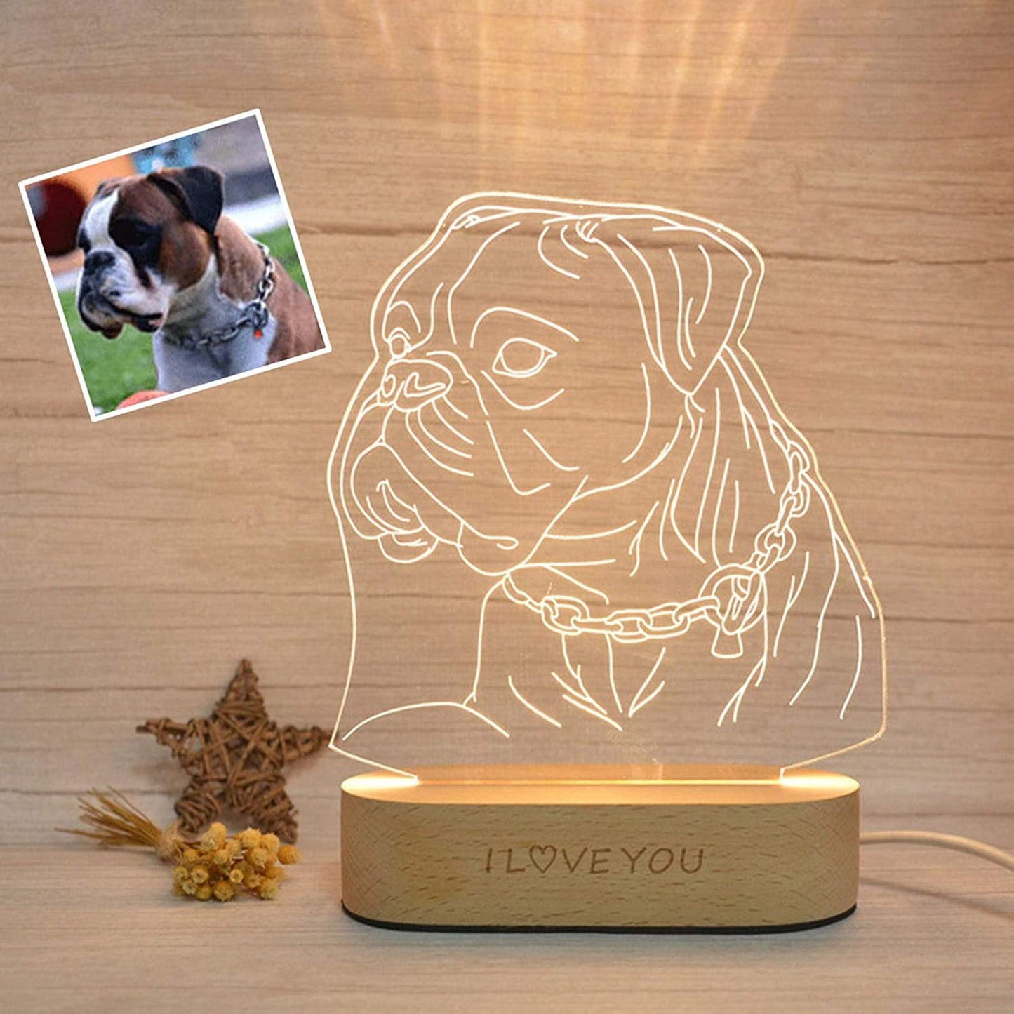 Custom 3D Photo Lamp Minimalist Line Art Night Light