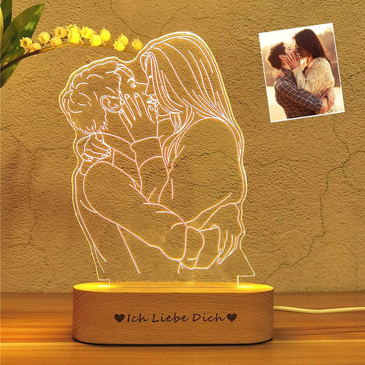 Custom 3D Photo Lamp Minimalist Line Art Night Light