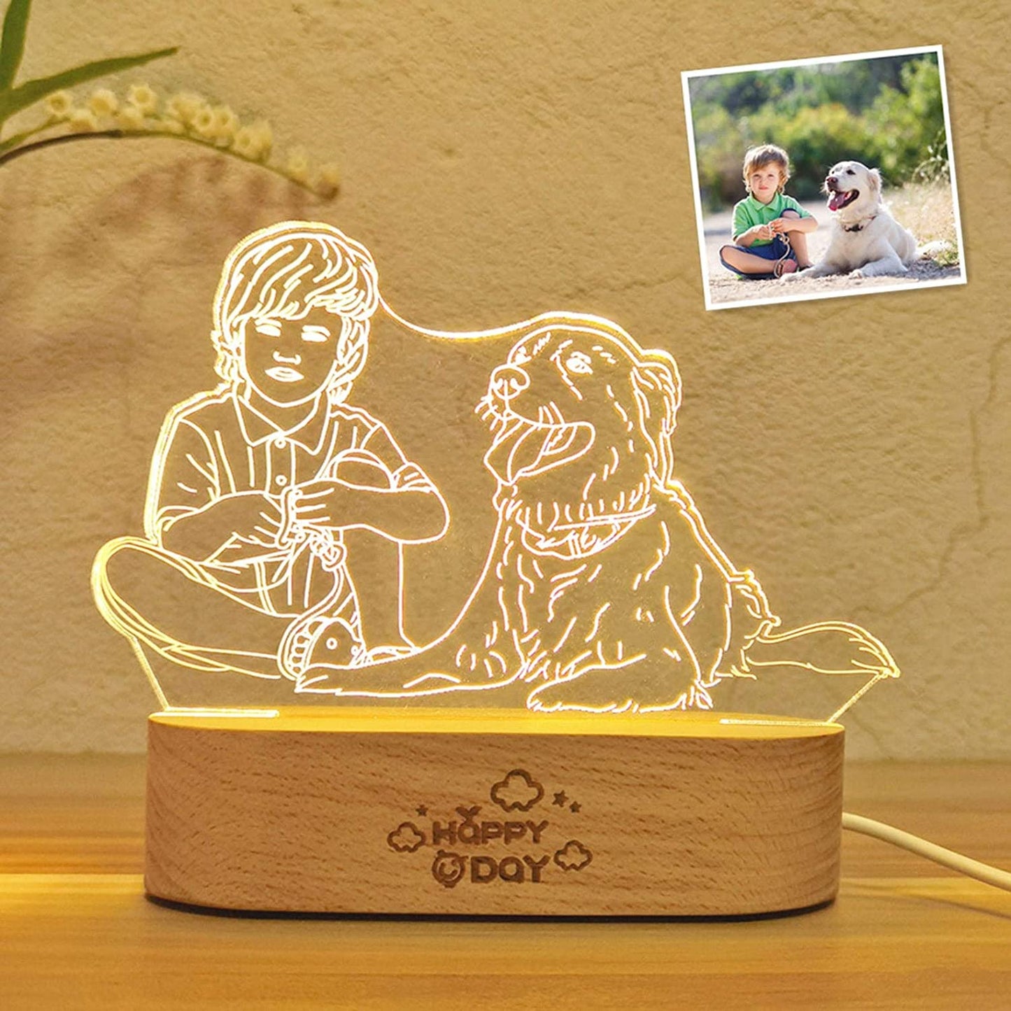 Custom 3D Photo Lamp Minimalist Line Art Night Light