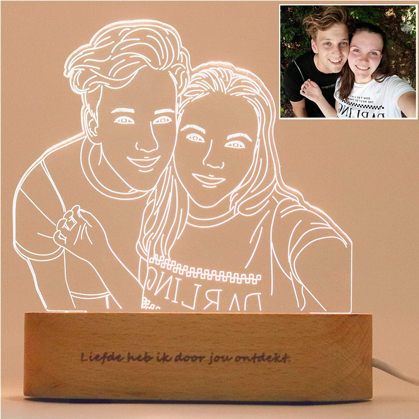 Custom 3D Photo Lamp Minimalist Line Art Night Light