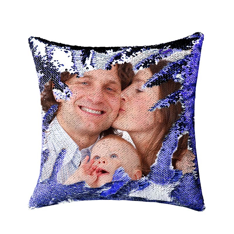 Custom Photo Reversible Sequin Throw Pillow