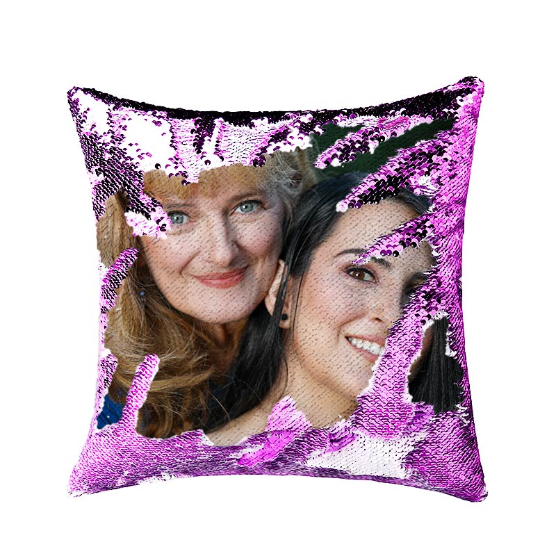 Custom Photo Reversible Sequin Throw Pillow
