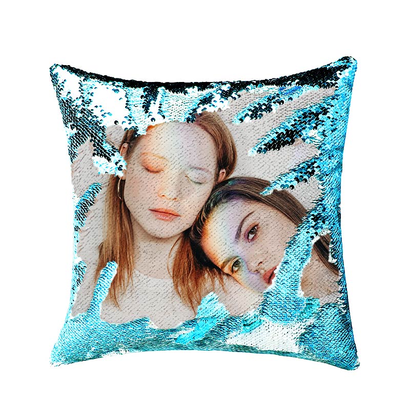 Custom Photo Reversible Sequin Throw Pillow