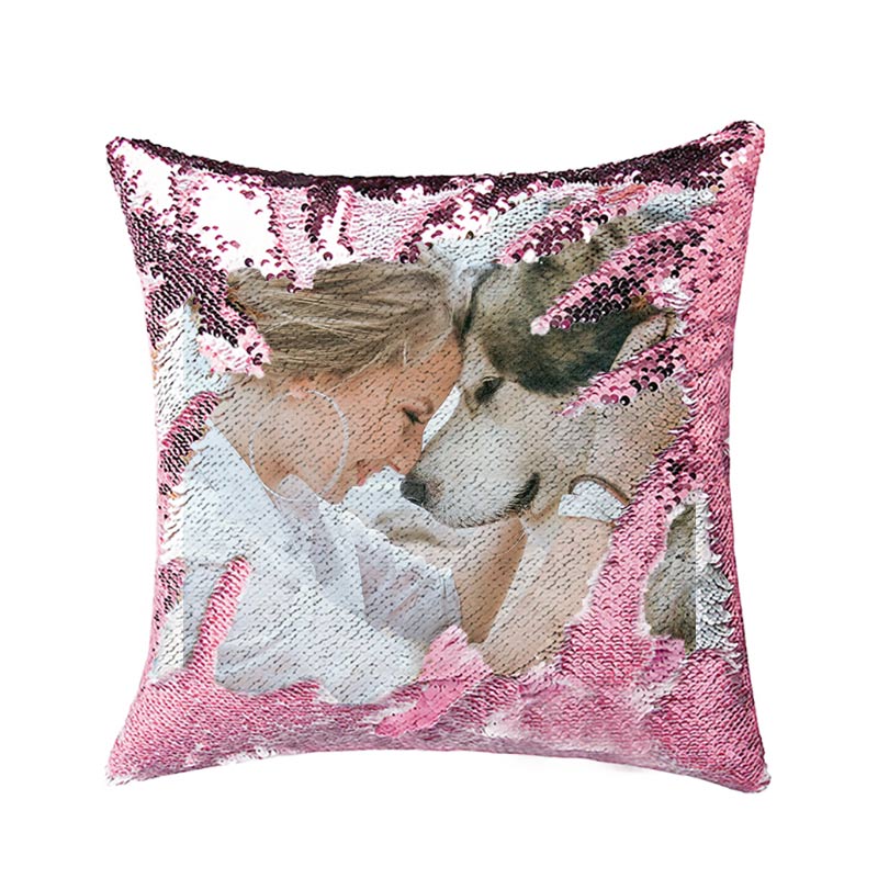 Custom Photo Reversible Sequin Throw Pillow