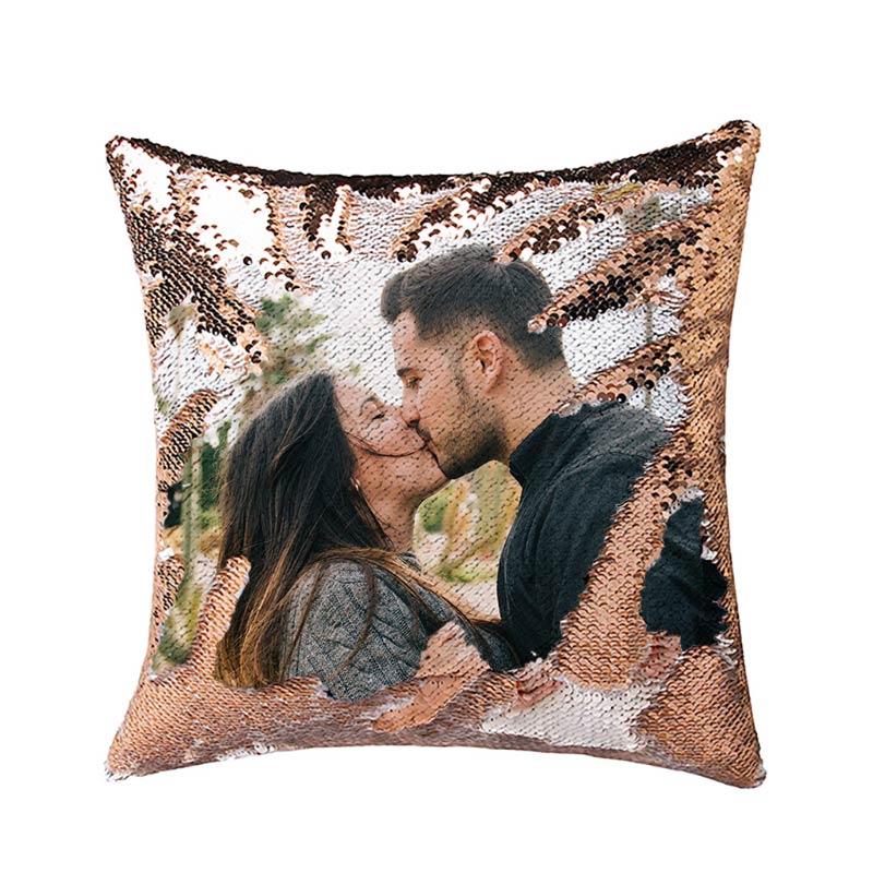 Custom Photo Reversible Sequin Throw Pillow
